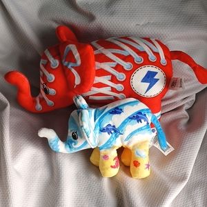 Set of elephant stuffed animals